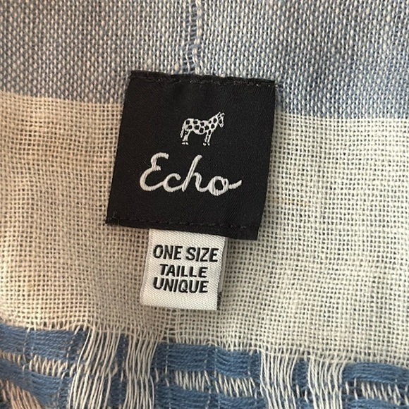 Echo Boho Open Front Cotton Poncho Shawl Kimono w/Fringe Women's One Size - Picture 6 of 7